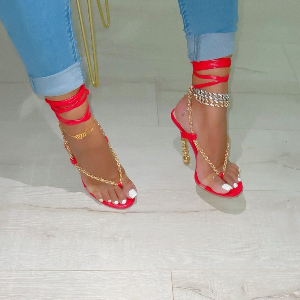 Elegant Red Strappy Women's Sandals